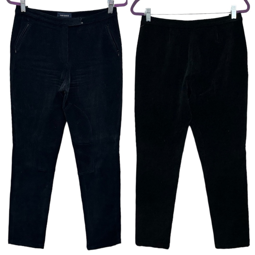 Piazza Sempione Black Corduroy Pants Made in Italy